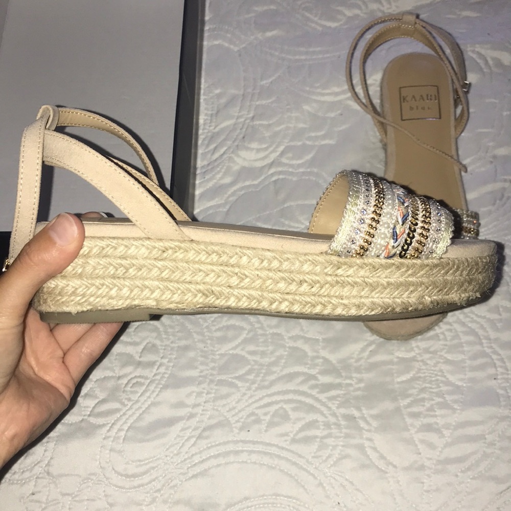 Kaari Blue Nude with Sequins Wedges